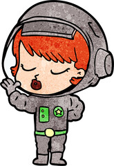 cartoon pretty astronaut girl