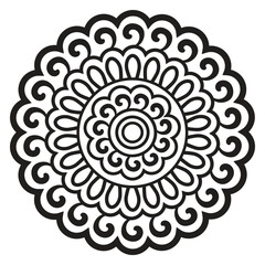Round decorative rosette with swirls in oriental style