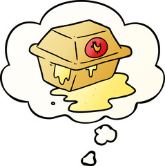 cartoon take out with thought bubble in smooth gradient style