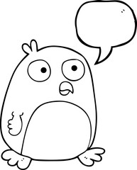 freehand drawn speech bubble cartoon bird