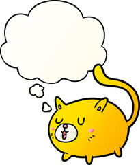 cartoon happy cat with thought bubble in smooth gradient style