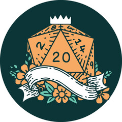 icon of natural twenty D20 dice roll