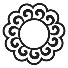 Round frame with swirls in oriental style