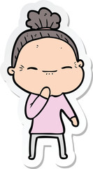 Obraz premium sticker of a cartoon peaceful old woman