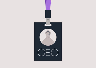 CEO Position Awaits Its Match Amid Hiring process, A lanyard with a question mark symbolizing the search for a new corporate leader