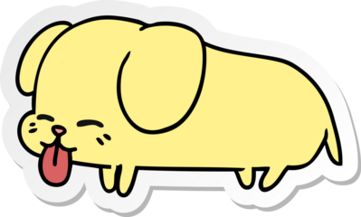 freehand drawn sticker cartoon of cute kawaii dog