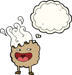 cookie cartoon character with thought bubble