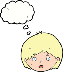 cartoon unhappy boy with thought bubble