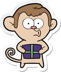 sticker of a cartoon christmas monkey