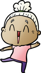 cartoon happy old lady
