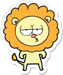 sticker of a cartoon bored lion