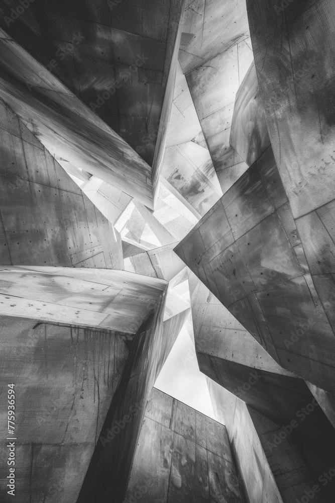 Poster A monochrome image of a concrete structure, suitable for architectural projects