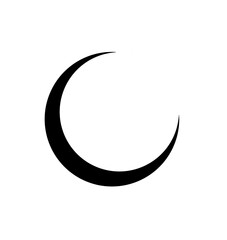 Black crescent moon, logo shape design on white background illustration