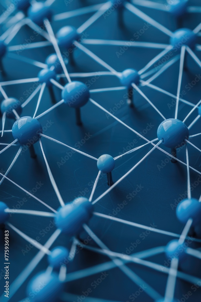 Poster a close up of pins on a blue surface, perfect for various design projects