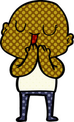 happy cartoon bald man
