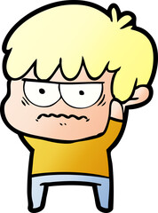 annoyed cartoon boy