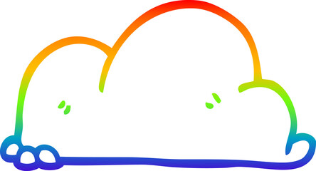 rainbow gradient line drawing of a cartoon pile of dirt