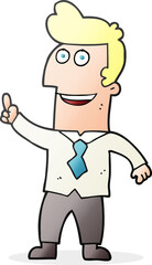 freehand drawn cartoon businessman pointing