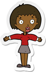 sticker of a cartoon shocked woman