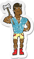 retro distressed sticker of a cartoon lumberjack