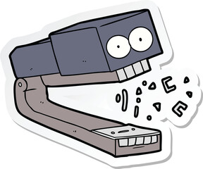 sticker of a crazy cartoon stapler - obrazy, fototapety, plakaty