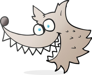 freehand drawn cartoon crazy wolf