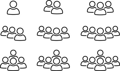 Set of linear icons of customer, member or client