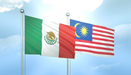 Mexico and Malaysia Flag Together A Concept of Relations