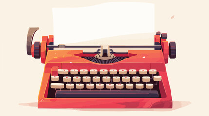Red typwriter on a white background 2d flat cartoon