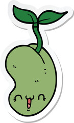sticker of a cute cartoon seed sprouting