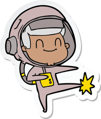 Fototapeta premium sticker of a happy cartoon astronaut