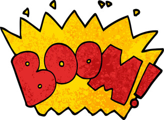 grunge textured illustration cartoon word boom