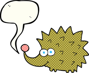 freehand drawn comic book speech bubble cartoon hedgehog