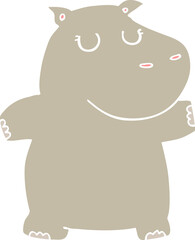 flat color style cartoon hippo