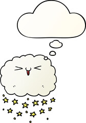 happy cartoon cloud with thought bubble in smooth gradient style