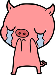 Fototapeta premium cartoon pig crying