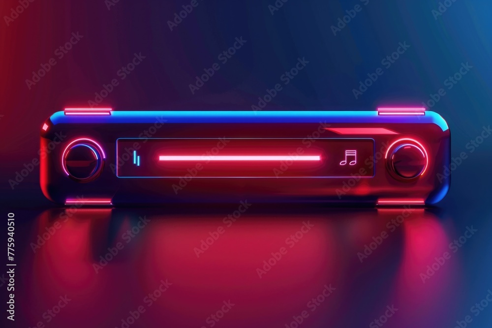 Aufkleber close up view of a radio with a red and blue light, suitable for technology and entertainment concep