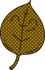 comic book style quirky cartoon happy leaf