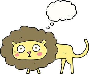 freehand drawn thought bubble cartoon lion