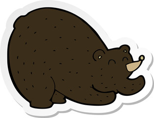 sticker of a cartoon stretching black bear