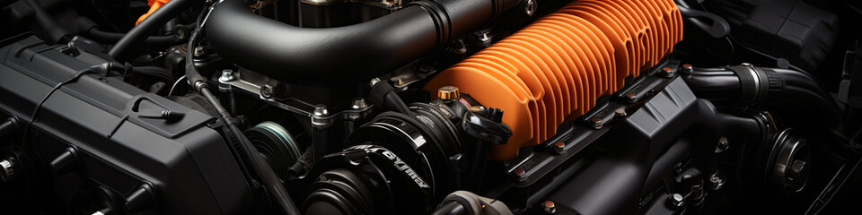 Controlled studio lighting accentuates the precision of the customized intake manifold in high-performance vehicles. - obrazy, fototapety, plakaty