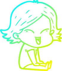 Obraz premium cold gradient line drawing of a happy cartoon girl