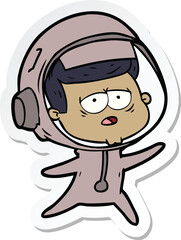 sticker of a cartoon tired astronaut