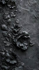 Dark Decorative volumetric flowers. - obrazy, fototapety, plakaty