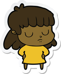 sticker of a cartoon indifferent woman