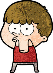 cartoon curious boy