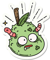 Naklejka premium sticker of a tattoo style rotten pear