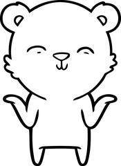 happy cartoon polar bear shrugging shoulders