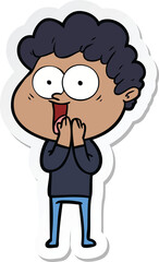 sticker of a cartoon happy man