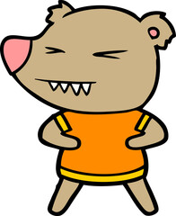 angry bear cartoon in t shirt
